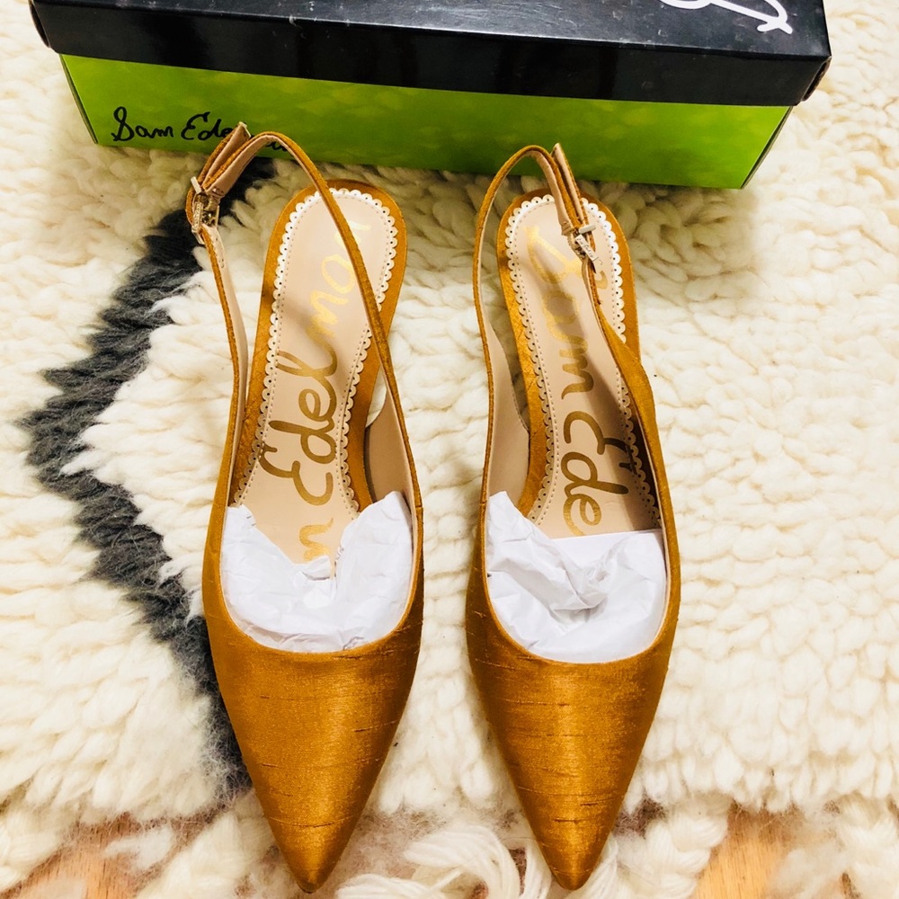 Sam edelman slingback kitten heel pump yellow silk